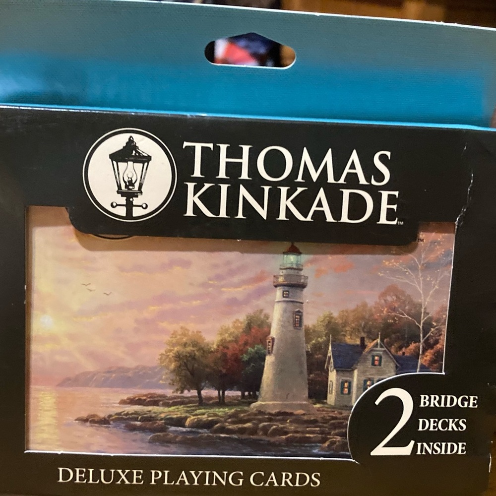 NWT Thomas Kinkade 2 Decks Of Playing Cards In A Decorative Keepsake Tin